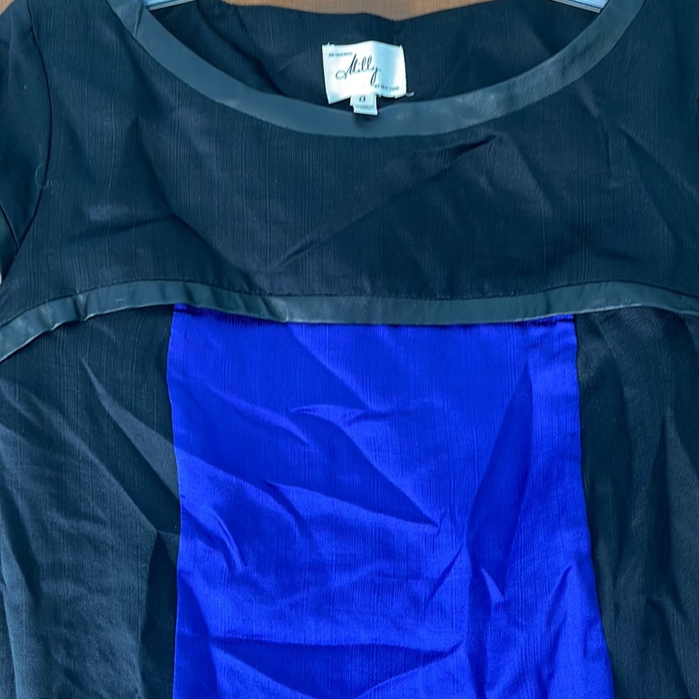 Milly, silk color, block top NWT trimmed with faux leather size 0 - Picture 7 of 12